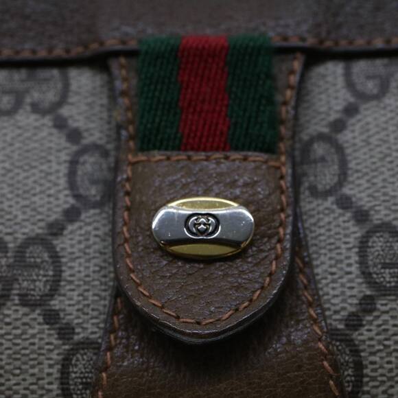 GUCCI GG Canvas Web Sherry Line Clutch Bag Beige Red Green 89.01.033 - Picture 7 of 16